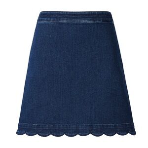 Draper James Dark Denim A-Line Skirt with Scallop Hem